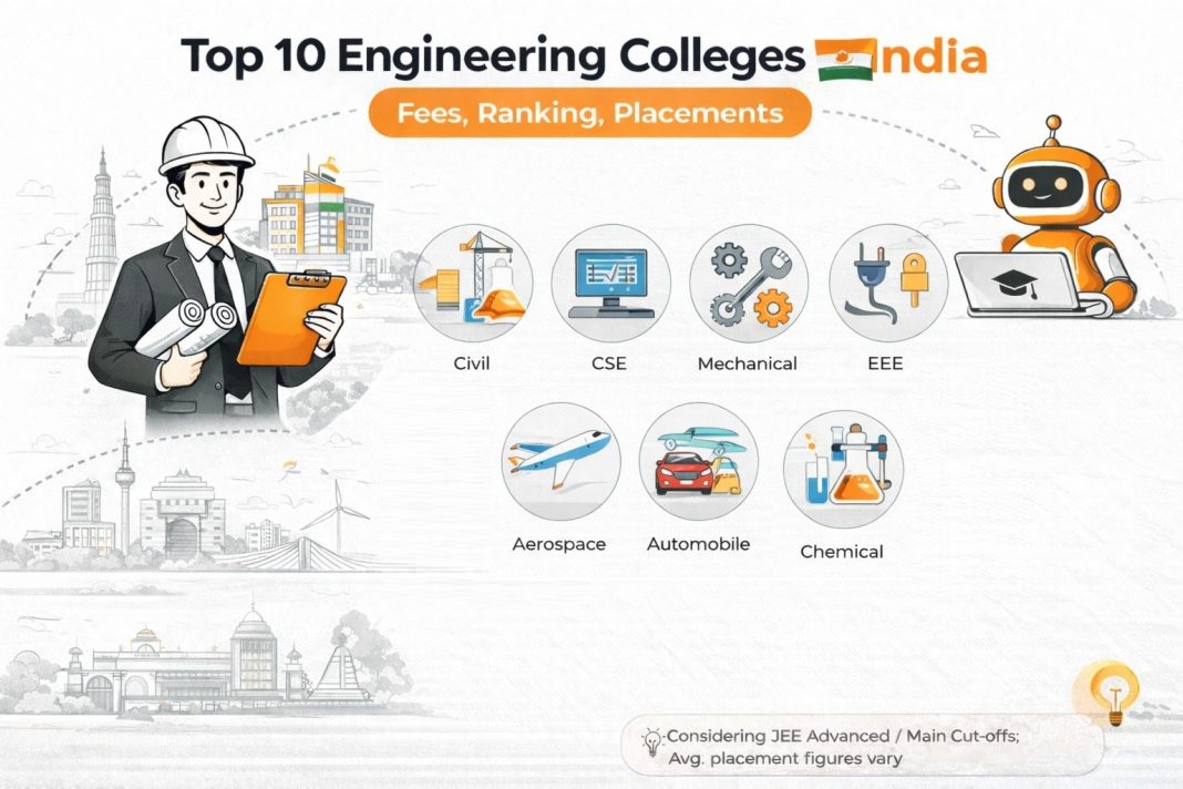 Top 10 Engineering Colleges in India , Fee , Ranking , Placements
