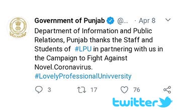 See Why the Punjab Government Thanked LPU on Twitter!
