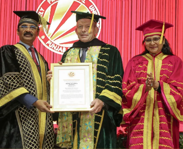 Tony Abbott, Former Prime Minister of Australia, receiving an Honoris Causa degree at LPU