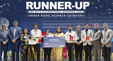 Team Stellar won Second Position in AIU's International Anveshan 2025 under Basic Science Category