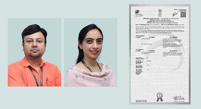 Copyright Registration by Dr. Varun Kalia and Ms. Gurman Kaur at LPU 